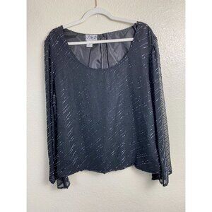 Vintage JMD‎ All over Beaded Sheer Long sleeve Event Dress Women size 2X Party